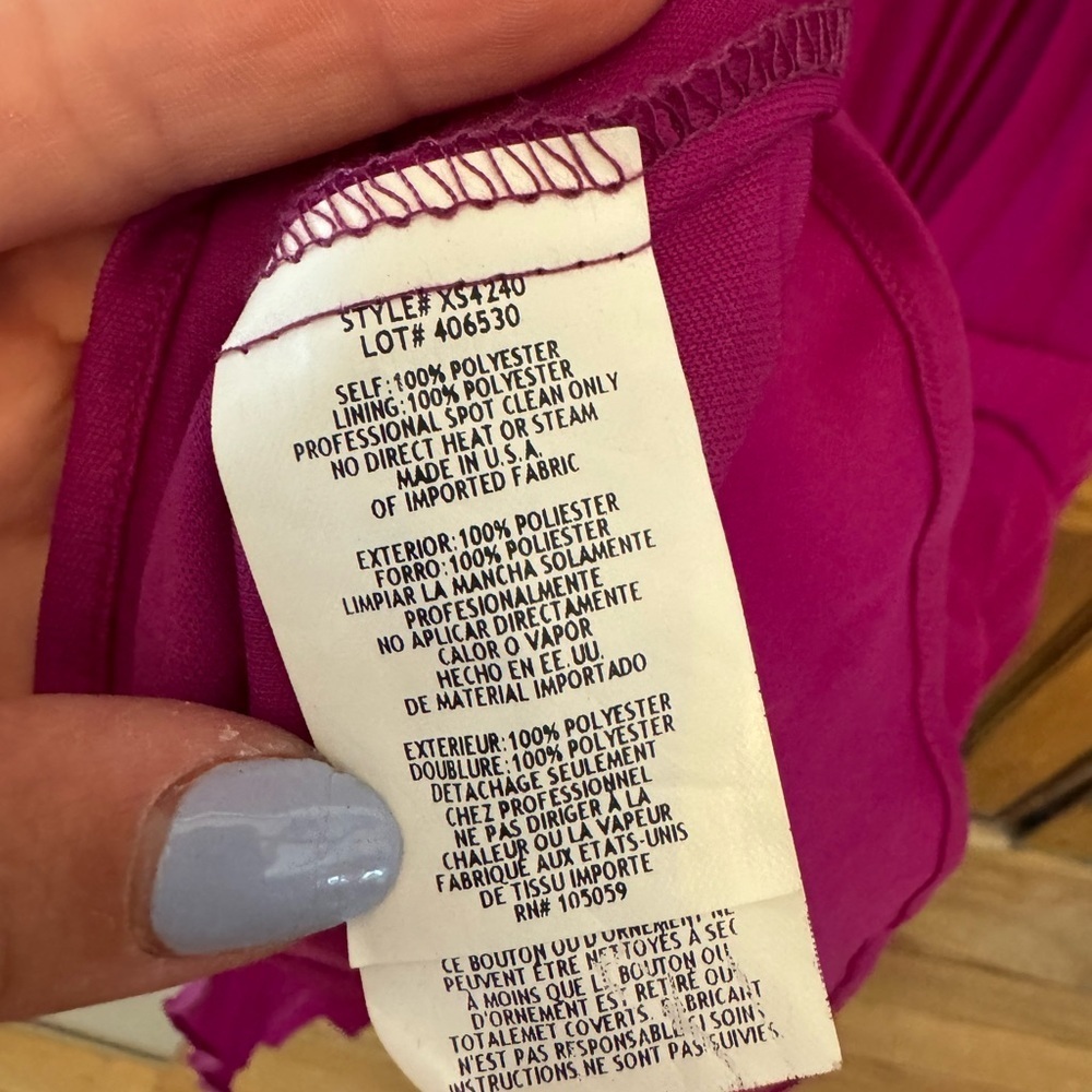 Xscape Fuchsia pleated dress with chain straps - Picture 6 of 7